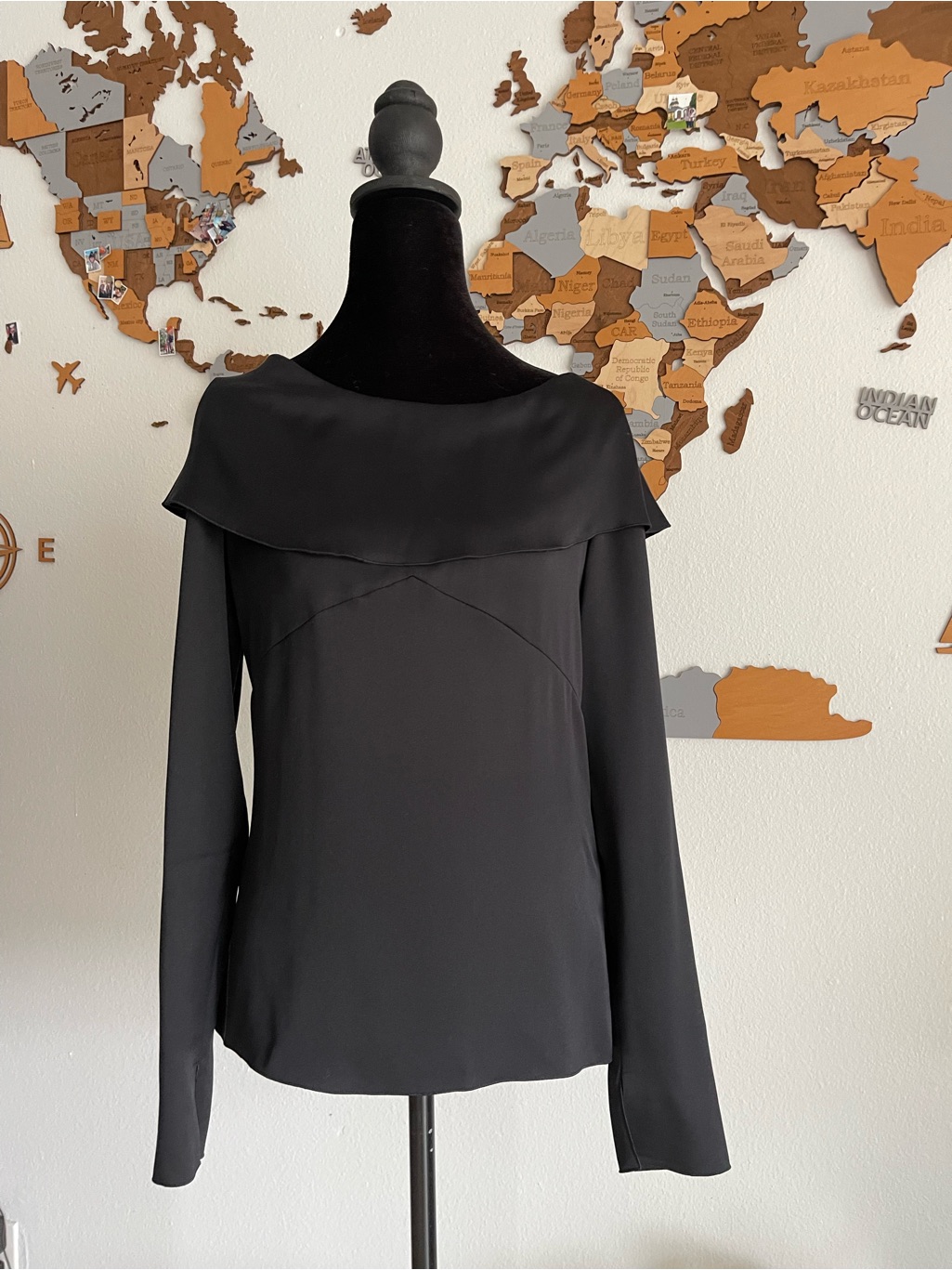 Chanel Black Long-Sleeve Silk Blouse